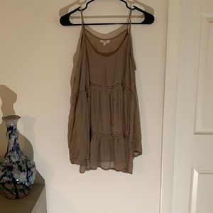 Tan open shoulder top